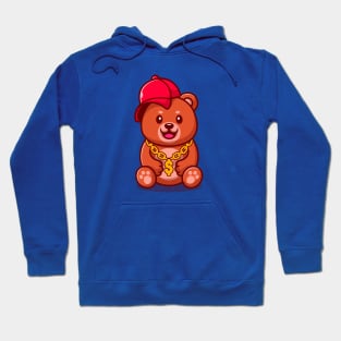 Cute Swag Bear With Hat And gold chain necklace Cartoon Hoodie